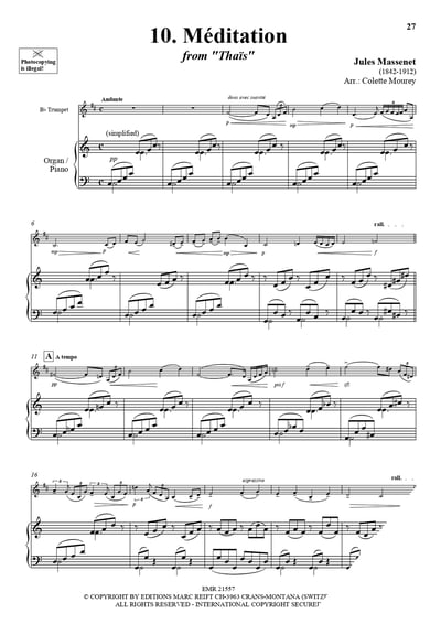 20 Greatest Meditations Trumpet or Cornet & Piano12