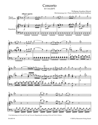 W. A. Mozart : Concerto for Flute and Orchestra in D major K. 314 (285d)Detailed2