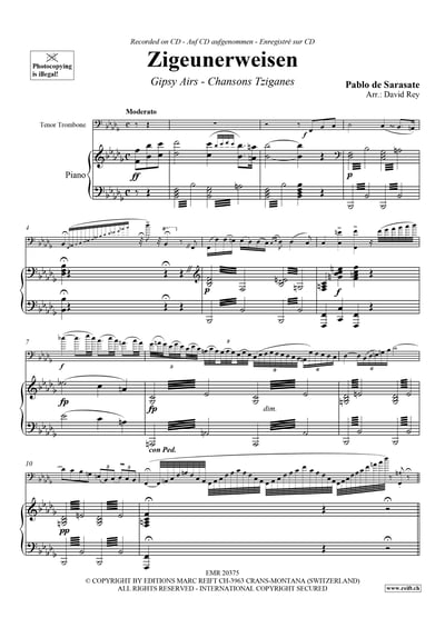 Zigeunerweisen Gipsy Airs / Chansons Tziganes Trombone & Piano4