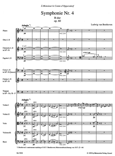 L. v. Beethoven : Symphony No. 4 in B-flat maj op. 60  貝多芬：降B大調 第4號交響曲 作品. 602