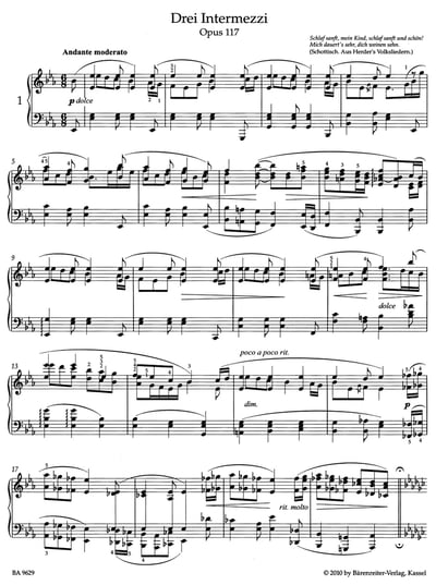 J. Brahms : Three Intermezzi op. 1172