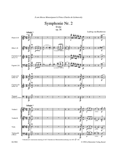 L. v. Beethoven : Symphony No. 2 in D maj op. 36  貝多芬：D大調 第2號交響曲 作品. 362