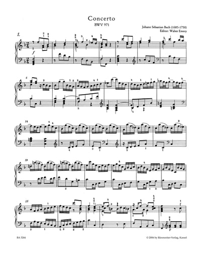 J. S. Bach : Italian Concerto BWV 9712