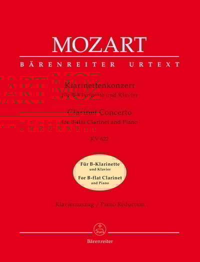 W. A. Mozart : Concerto K. 622. Transposed version into B-flat maj for Bb Clarinet & Piano1