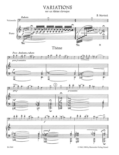 B. Martinu : Variations on a Slovakian Theme for Violoncello and Piano2