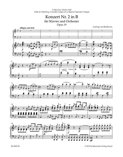 L. v. Beethoven : Concerto No. 2 B-flat major for Pianoforte and Orchestra op. 192