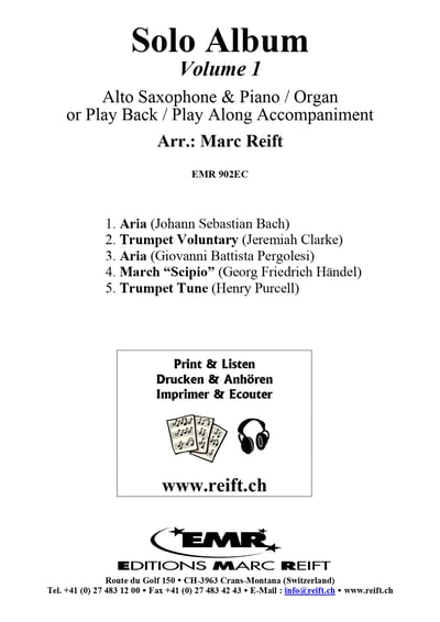 Solo Album Volume 01 Alto Saxophone & Piano (Organ) + Play Back / Play Along CD or MP3 (Download)2