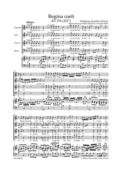W. A. Mozart : Regina coeli in C maj K. 276 (312b)2