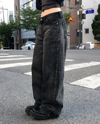 Fade Line Jeans 低腰寬鬆牛仔pt (2 color)2