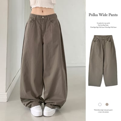 [BACKPOINT/氣球版型] POLCA 大口袋 寬腿 氣球 棉 高腰 ABANG 夏季褲子3