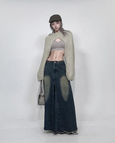 Hoodie shawl bolero knitwear (2 color)3