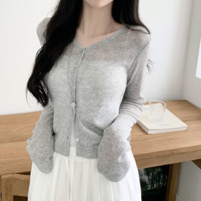 [WHOOD WHOOD~/SANTA TEM❤️] HIME V領 透裏 長袖 開襟毛衫6