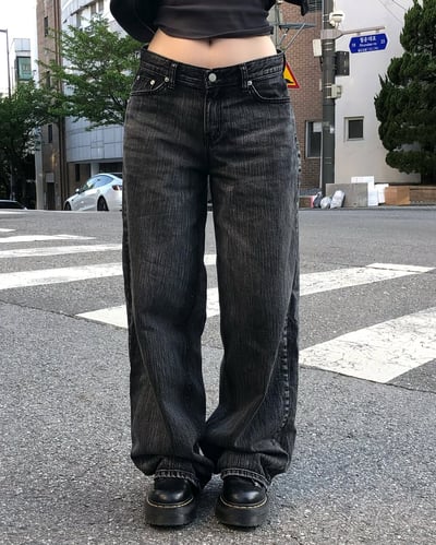 Fade Line Jeans 低腰寬鬆牛仔pt (2 color)1