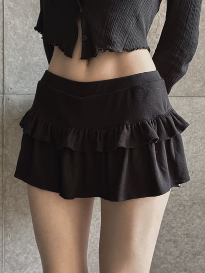 Ruffle Layered V-belted Mini skirt2