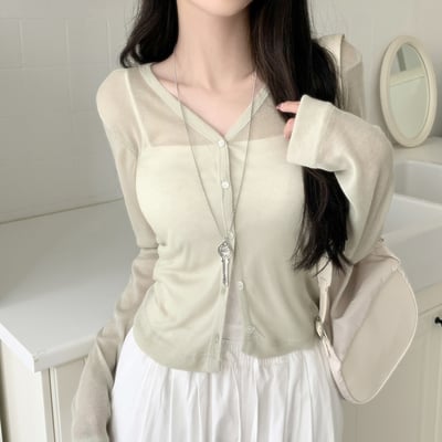 [WHOOD WHOOD~/SANTA TEM❤️] HIME V領 透裏 長袖 開襟毛衫2