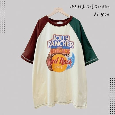 ✿全新選物✿ {A024} 4色拼色袖美式復古T-shirt(現貨)5