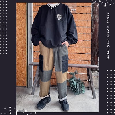 ✿全新選物✿ {A008} 2色復古工裝拼布長褲（現貨）11