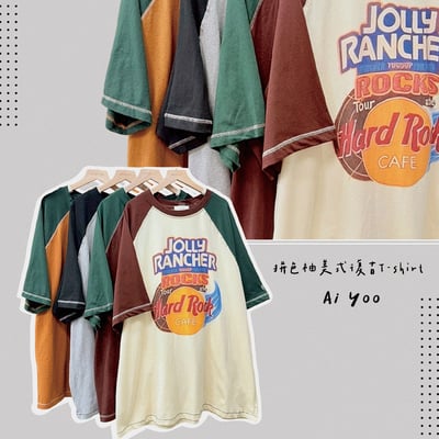 ✿全新選物✿ {A024} 4色拼色袖美式復古T-shirt(現貨)2