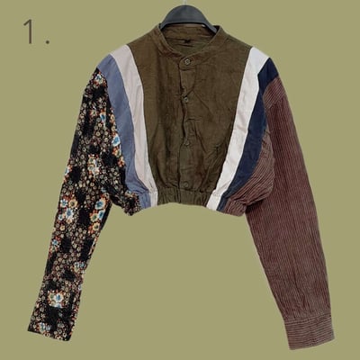 ✿眨眼有電✿ {K0051}  多款-拼布鬆緊短版衣2