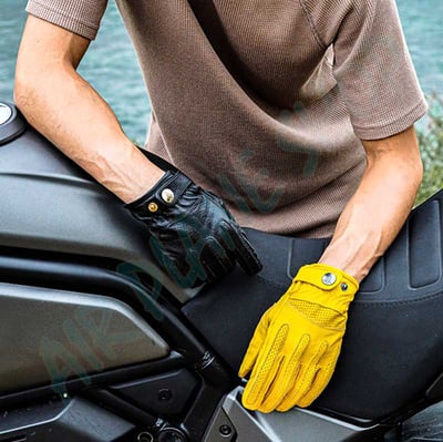 真皮手套 機車皮革夏季手套 復古手套 黃色真皮手套 白色真皮手套 黑色真皮手套 摩托車手套 機車手套6