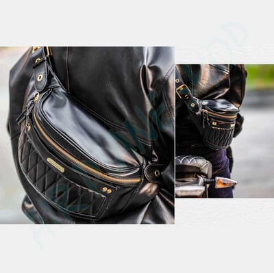 復古菱格紋皮革包 摩托車側背包 重機包 復古側背包6