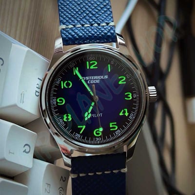 飛行計時錶  真皮錶帶 飛行員錶 復古錶 鈦金屬錶 神秘代碼4