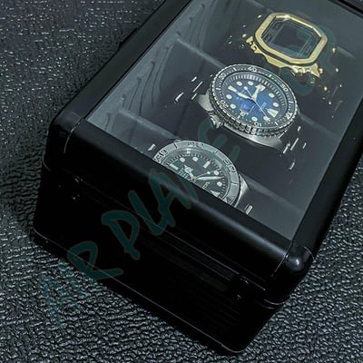 三格錶盒 黑色鋁手錶盒 保險箱 行李箱風格 黑鋁合金3