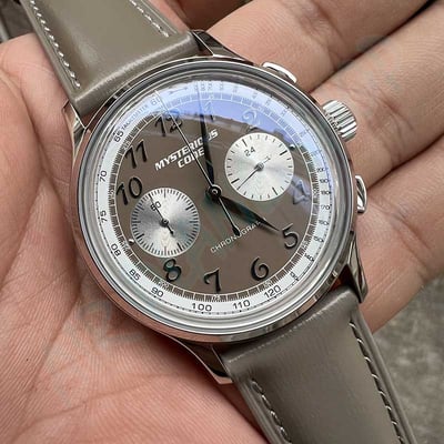 雙眼計時錶 熊貓錶 真皮錶帶 貓熊面盤 神秘代碼3