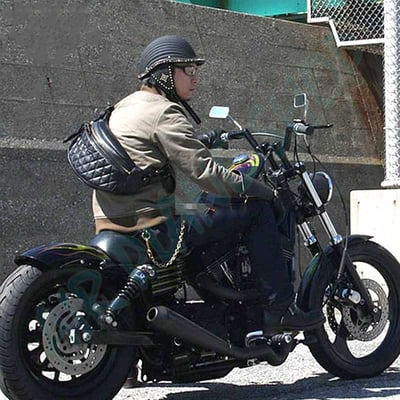 復古真皮菱格紋皮革包 摩托車側背包 重機包 復古側背包5