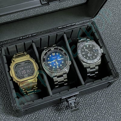 三格錶盒 黑色鋁手錶盒 保險箱 行李箱風格 黑鋁合金2