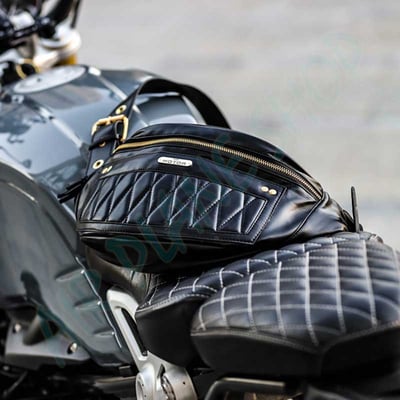 復古菱格紋皮革包 摩托車側背包 重機包 復古側背包5