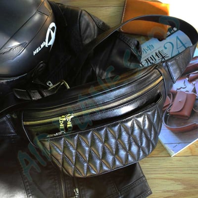 復古真皮菱格紋皮革包 摩托車側背包 重機包 復古側背包2