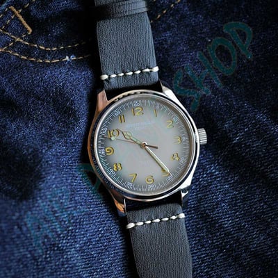 飛行計時錶  真皮錶帶 飛行員錶 復古錶 鈦金屬錶 神秘代碼7