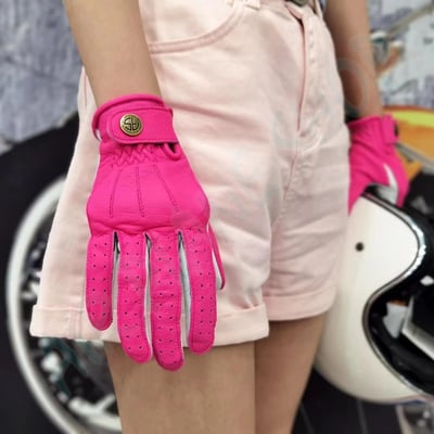 粉紅真皮手套 女生機車皮革夏季手套 女生復古手套  女生摩托車手套 女生機車手套 女生賽車手套2