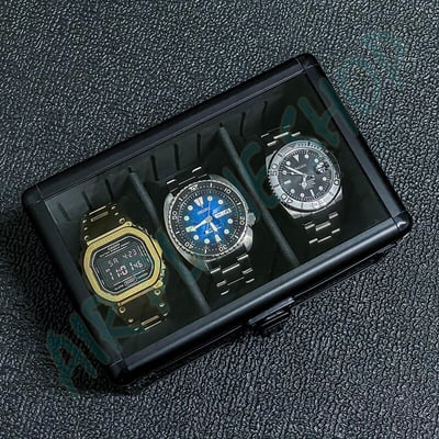 三格錶盒 黑色鋁手錶盒 保險箱 行李箱風格 黑鋁合金1