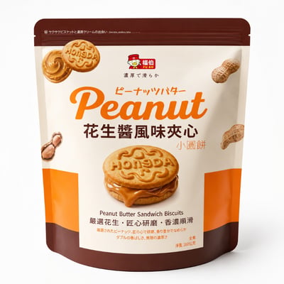 福伯-花生醬風味夾心小圓餅260g(純素)3