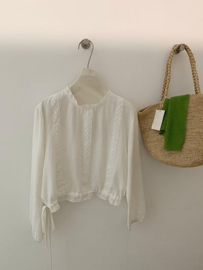B13 短版側綁布蕾絲上衣10