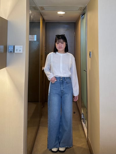 B14 高腰雙釦丹寧寬褲2