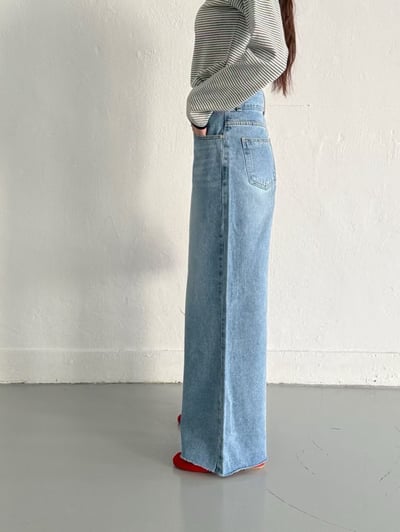 B14 高腰雙釦丹寧寬褲12