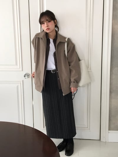 B06 高級感修身直紋裙6