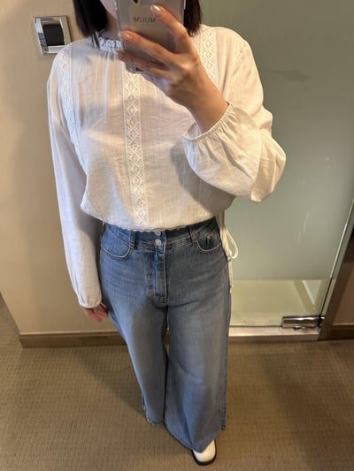 B13 短版側綁布蕾絲上衣5