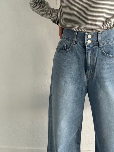 B14 高腰雙釦丹寧寬褲10