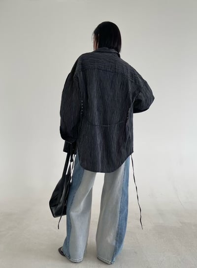 B11 立體直紋後綁設計款襯衫7