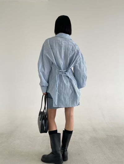 B11 立體直紋後綁設計款襯衫5