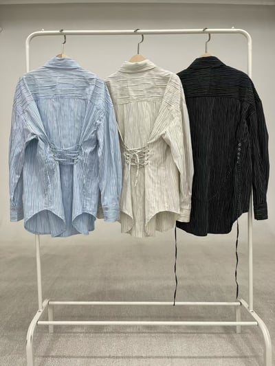 B11 立體直紋後綁設計款襯衫3