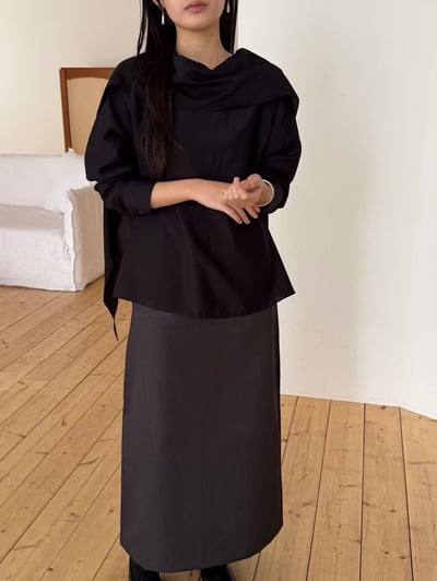 B12 千金氛圍感圍巾領上衣6