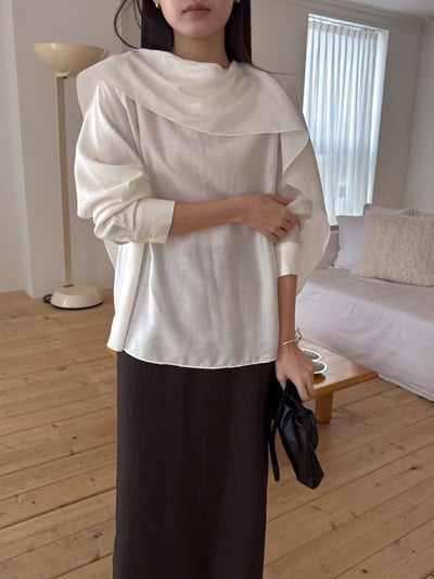 B12 千金氛圍感圍巾領上衣4