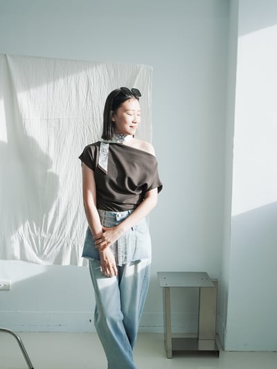 H14 設計師偽兩件丹寧長褲7