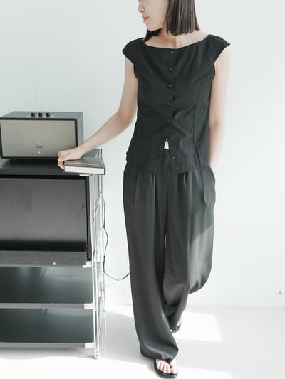 H22 白拼接鬆緊西褲2