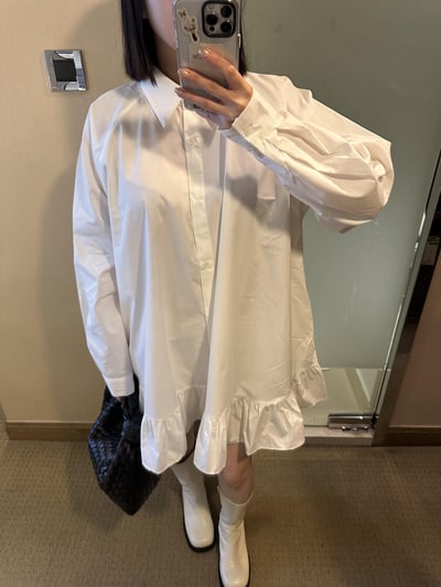 B08 荷葉拼接襯衫式洋裝6